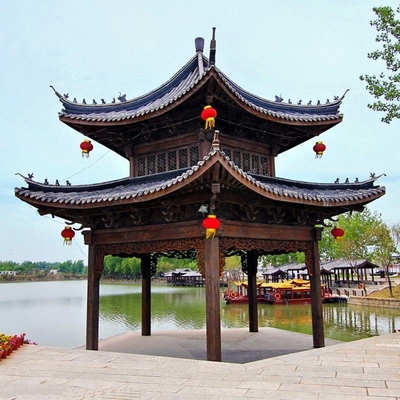 품질  3.2m Chinese Style Pavilion Handmade Grey Wooden Gazebo Structure 공장