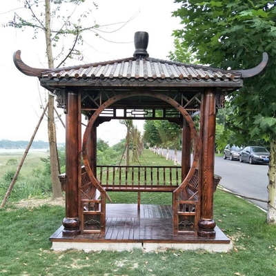 품질  Outdoor Pavilion Chinese Wood Gazebo Hexagonal 3m Antique Garden Pagoda 공장