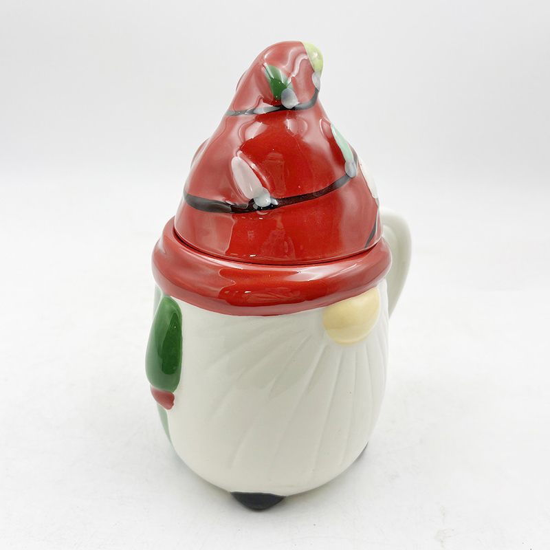 3D 크리에이티브 스프링 Gnome 장식 컵 뚜?? 이 있는 크리스마스 세라믹 머그