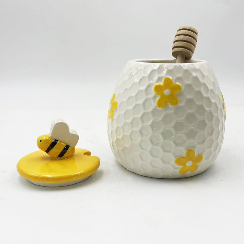 농장 스타일 엠보스드 Bee 디자인 세라믹 꿀 잔 가정용 부엌 장식