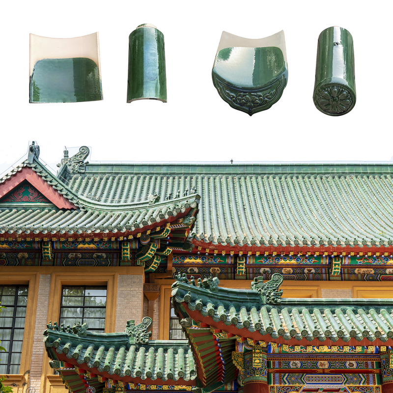 말레이시아 사원 지붕은 1500N의 압축 강도와 함께 내구성있는 고대 세라믹 녹색 지붕 타일을 갖추어야합니다.