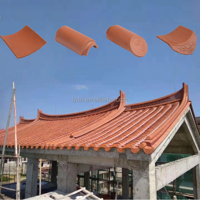 정원 파고다 하우스 테라코타 지붕 재료에 대한 중국 천연 붉은 점토 지붕 타일
