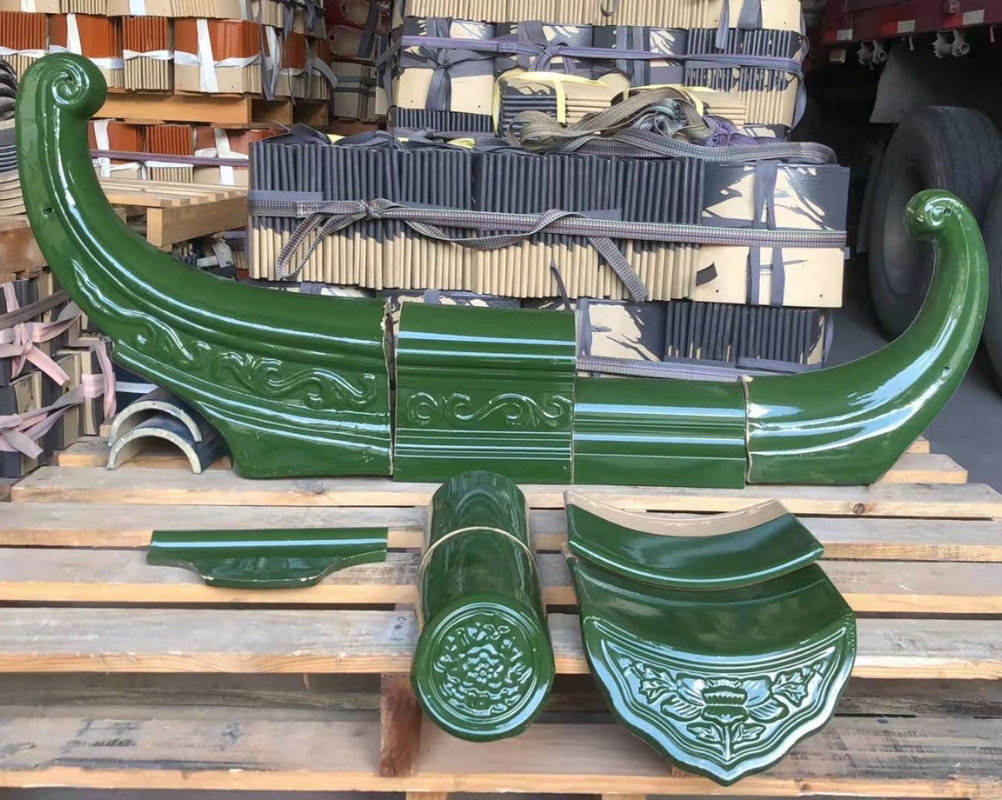 Chinese Tiles Traditional Ceramic Roof Green Glazed Color with Cultural Connotation for Garden Pavilion