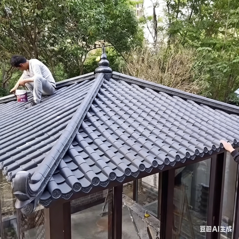 중국 전통 기와 PP 지붕 시트 플라스틱 지붕 모서리 장식 (정자 벽 게이트용)