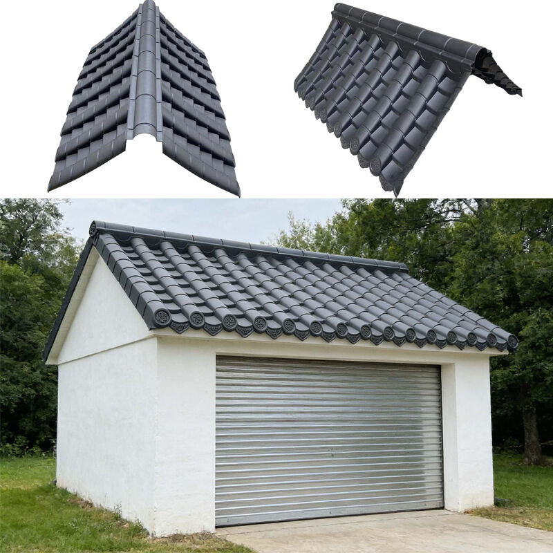 Chinese Roof Overhang Gate Wall Waterproof Material Artificial Decorative Plastic Roof Tile