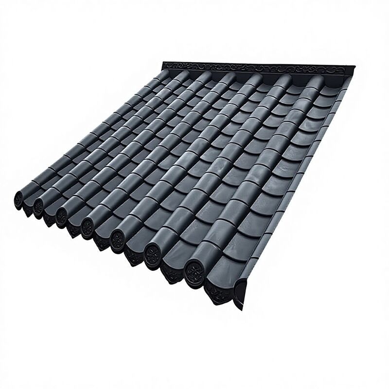 Chinese Roof Overhang Gate Wall Waterproof Material Artificial Decorative Plastic Roof Tile