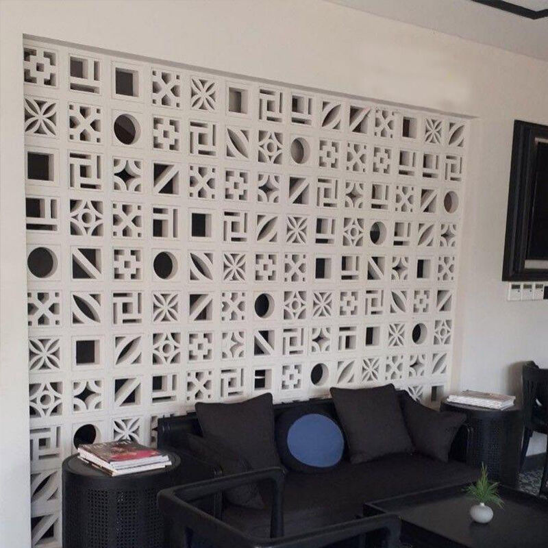 미니멀리스트 선형 시리즈 흰색 콘크리트 스크린 바람 블록 시멘트 부품 벽돌 현대 전면