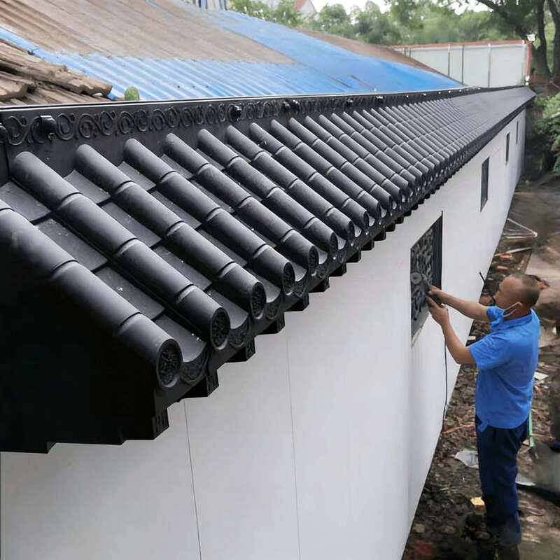 3D 골동품 처마 지붕 선반 아시아 중국 스타일 플라스틱 지붕 타일 쉬운 설치