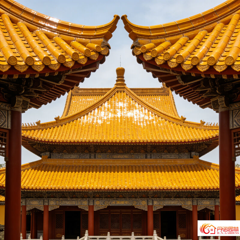 건축 자재 고대 스타일 유약 기와 황금 지붕 널 건물 사찰 수도원