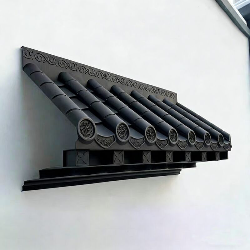 Japanese Plastic Roof Tile Eaves Tile with Mounting Bracket Black Gray Decorative Roof Panel for Wall Screens & Facades