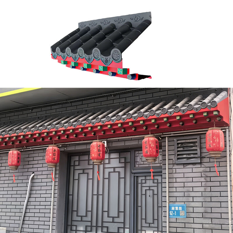 Chinese Style Polypropylene Plastic Roof Tiles Antique Looking for Facade & Eaves Decoration Lightweight & Weather Resistant
