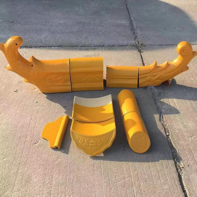 전통 중국식 유리 타일 천연 빛나는 지붕 타일 정원 풍경 건축 사원 파빌리온 차하우스 문화 문화 센터