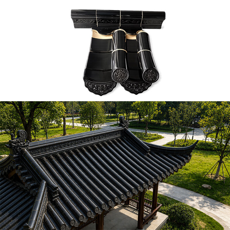 고대 중국식 검은색 유리 지붕 타일 세라믹 빛나는 지붕 전통 집 성전 가세보를 위한 대나무 타일
