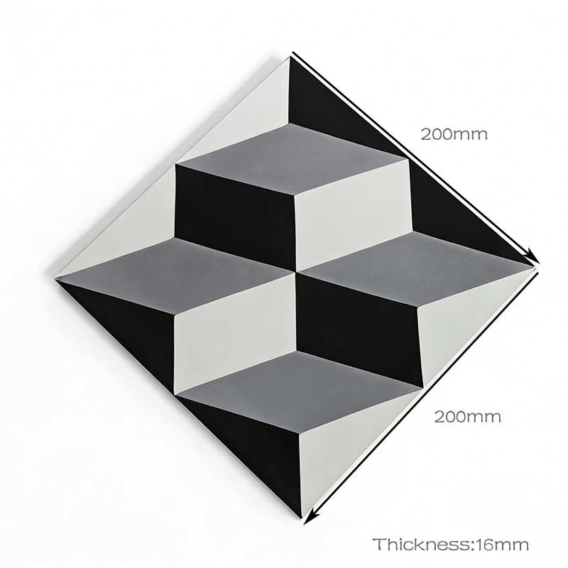 유럽 레트로 수작업 모자이크 시멘트 타일 200*200*16mm 3D 큐브 착시 타일 실내외 바닥 벽 장식