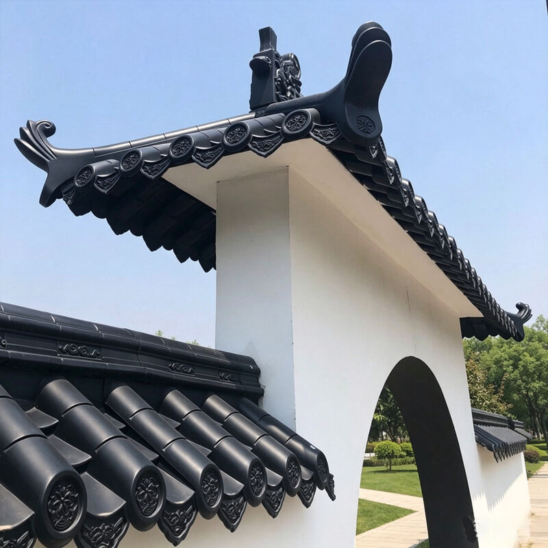 가벼운 PP 합성 중국 지붕 타일 플라스틱 고대 지붕 상단 세트 상점 프론트 & 파빌리온