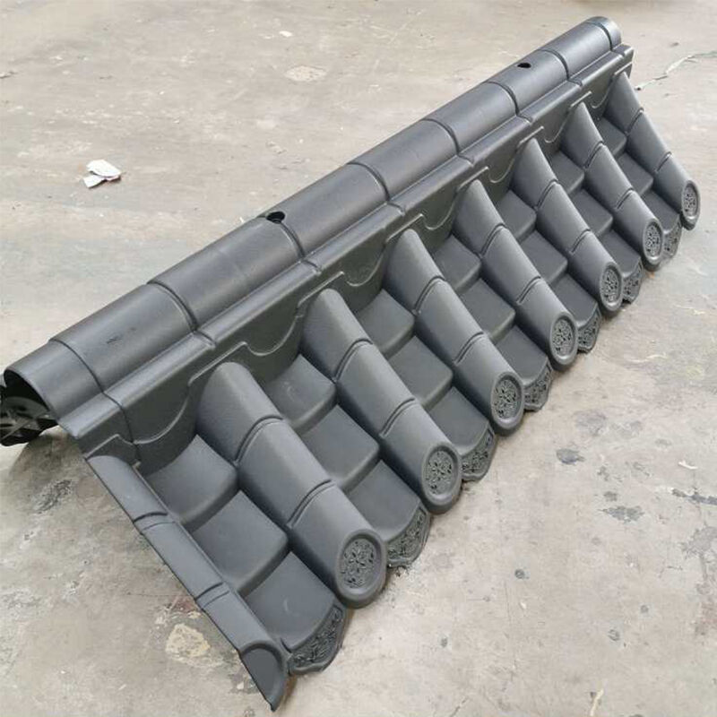 Lightweight Plastic Chinese Roof Ridge Tiles UV-Resistant Red & Black Polymer Ridge Cap Cover for Garden Wall & Pavilion Roofs