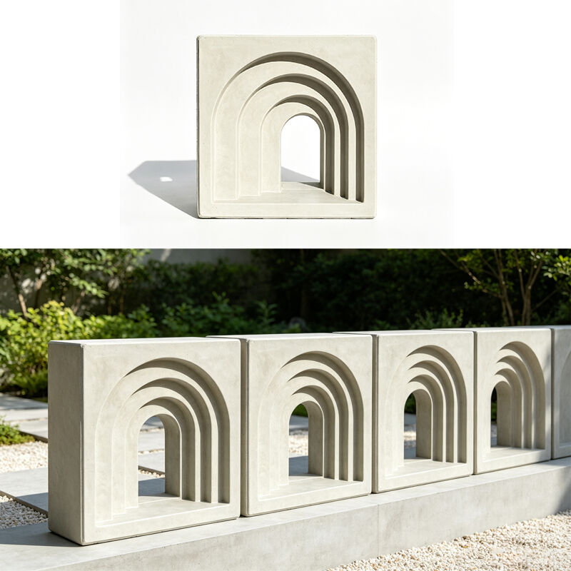 3D 아치 콘크리트 환기 브리즈 블록들. 상점 전면과 건축용 자외선 차단 벽을 위한 홀한 장식용 콘크리트 벽돌들.
