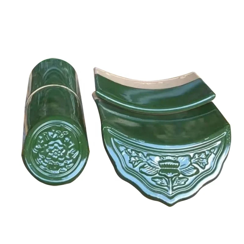 Chinese Traditional Green Glazed Ceramic Roof Tiles Factory Direct Clay Bamboo Roof Tile for Pagoda Pavilion