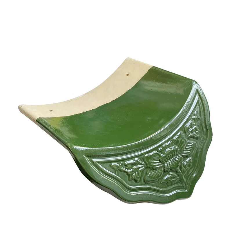 Chinese Traditional Green Glazed Ceramic Roof Tiles Factory Direct Clay Bamboo Roof Tile for Pagoda Pavilion