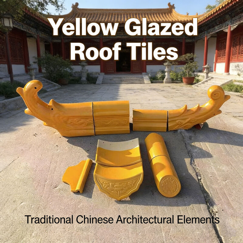 Traditional Imperial Yellow Glazed Clay Roof Tiles Antique Chinese Ceramic Roofing Tiles for Temple Gazebo Building