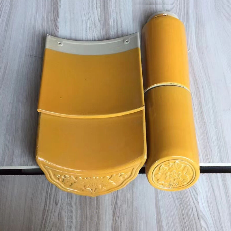 Glazed Chinese Ceramic Roof Tile System High-Fired Weatherproof Yellow Clay Tiles for Gazebos Temples & Pavilions