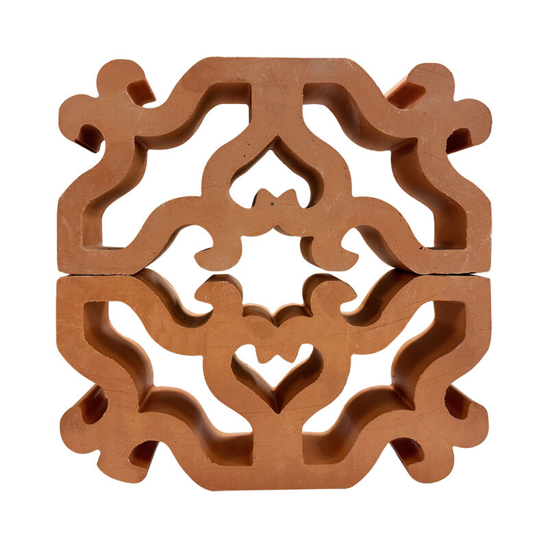 Ornate Terracotta Lattice Screen Bricks Decorative Natural Clay Breeze Blocks for Resort Privacy Partitions