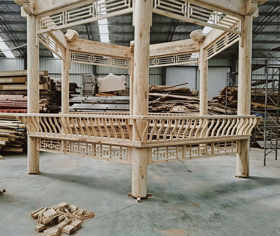 Custom Chinese Wooden Garden Gazebo Kit Prefabricated Hexagonal Pagoda Pavilion with Glazed/Clay Roof Tiles & Engineering Design